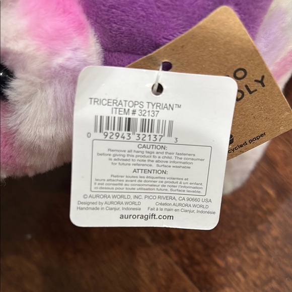 Aurora Purple and Pink watercolor Dinosaur Plush Toy - Picture 7 of 9